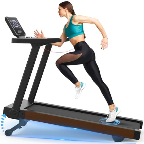 Cowmew Laufband für Zuhause, 7PS Laufband klappbares mit 20% Steigung, 1-20 km/h, Belastung 180Kg, App-kompatibles Laufband mit LED-Anzeige, Pulssensor, Tablethalterung für Zuhause und Büro