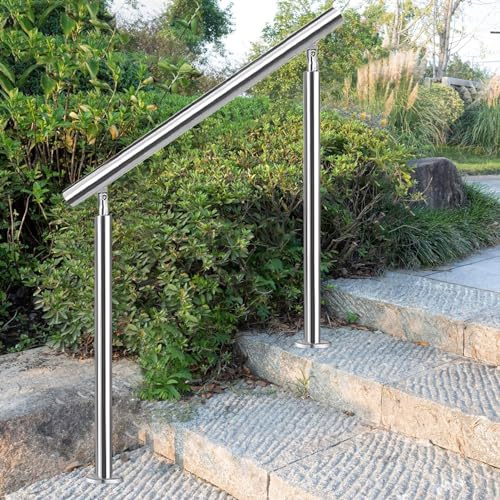 Adjustable Angle Stainless Steel Outdoor Railing Banister Safety Grip, Floor Mounted for Garden Entrance, Height 105cm, Durable and Stylish Design