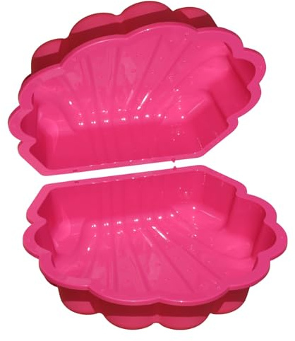 Conchiglia d'acqua per sabbia, 2 pezzi, in plastica, con coperchio (rosa con stelle marine)