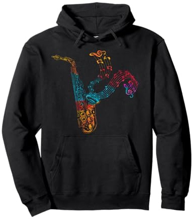 Saxophone Player Gift Music Notes Saxophone Pullover Hoodie