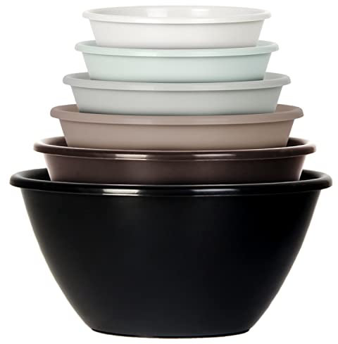 Youngever Lot d 6 Grands Bols en Plastique de 3L, Bols Mélangeurs, Bols Saladiers, 3.5L 2.4L 1.5L 1L 650ML 350ML (Urban)