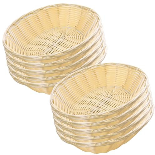 Hintyne Lot De 10 Paniers à Pain Ovales Pour Table Paniers Cadeaux En Plastique 20 X 6,1 Cm Paniers Alimentaires Vides Corbeille à Fruits Pour Cuisine Présentoir De Pièce Maîtresse