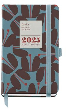 Miquelrius - Agenda 2025, Årlig dagbok 90 x 140 mm, dagskalender, folierad kartongomslag, spiral, elastisk gummiförslutning, 80 g/m² papper, spanska, engelska och portugisiska, Jessica
