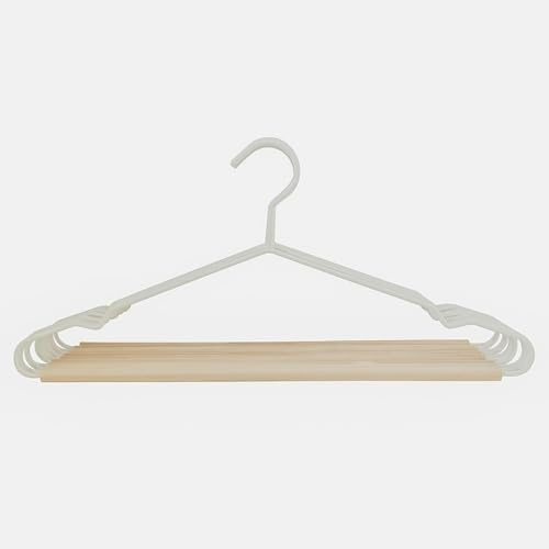 LAGUELLE - 10 Perchas En Madera Y Metal – Resistentes Y Duraderas, Ideales para El Linge, Abrigos, Trajes Y Prendas Pesadas - Blanco