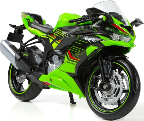 Risopen 1:12 Motorradmodell Spielzeug Kompatibel für Kawasaki Ninja ZX-6R Metall-Stanze mit Kunststoffmotorradmodell Keine Assembly benötigt Mini-Fertig-Moto-Geschenk für Erwachsene (Grün)
