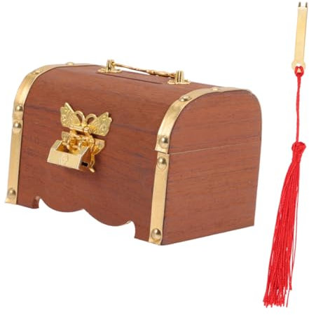 Warmhm Scatola in Legno Vintage Con Serratura Salvadanaio Per Ragazzo Contenitore Per Monete Scatola Del Da Scrivania Per Regalo e Decorazione