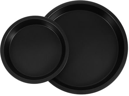 TOPPERFUN 2 Pezzi Teglia per Pizza e Torte Antiaderente Acciaio Carbonio per Forno e Facile da Design Antiscivolo per Uso e Professionale