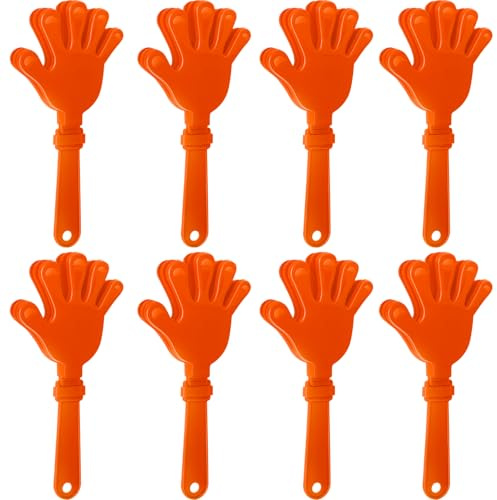8 Pcs Hand Clappers Noisemakers 7.5 Inch Clappers Noisemakers Plastic Hand Clappers for Birthdays Game Football Sporting Events Cheers Supplies Dance Basketball Football Noisemakers(Orange)
