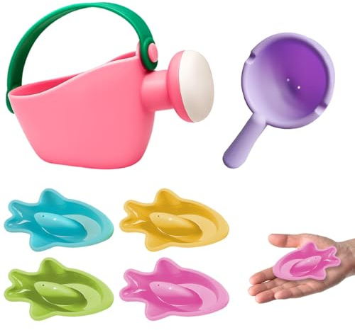 Bath Toys 6-Piece Set, Water Play Kit with Watering Can and Boats for Kids, Paddling Pool Toys for Toddlers, Baby Bath Accessories with Sieve