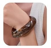 LILIE&WHITE Resin Bangle for Women – Handmade, Hypoallergenic, Non-Fading Brown Color, Elegant Modern Design, Timeless Accessory, Gift for Women