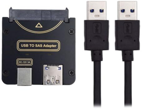 Xiwai Scheda adattatore Raid per hard disk SFF-8482 SAS 29 pin a USB 3.0 da 5 Gbps con chipset e porta di alimentazione (richiede alimentatore da 12 V/3 A)