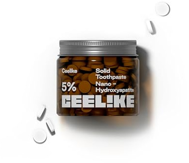 CEELIKE 5% Hydroxyapatite Toothpaste Tablets (62 Count) – Enamel Strengthening & Repairing, Eco - Friendly, Portable Toothpaste Tablets for Daily Oral Care