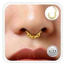 ESHIONER G23 Titanio Anillos Tabique Nasal Mujer Oro Hipoalergénico Cadena Clic Tabique Nasal Anillo Bonito Pequeño Clic Segmento Articulado 8MM 16G Joyas Piercing en el Tabique Nasal