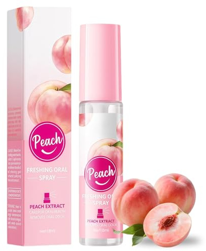 Spray D'haleine Buccale,Spray Buccal Anti-Haleine Goût Pêche,Fraîcheur Longue Durée,Fraîcheur Instantanée & Portable pour Soin Buccal Voyage et Quotidien-18ml