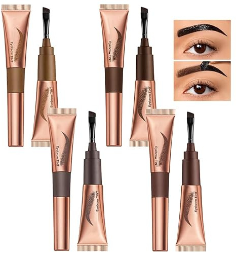 4 Pcs Tatuaggio Sopracciglia Tatoo Brow Sopracciglia Crema Colorante Per Sopraccigl-Ia Easy Peel-off Eyebrow Gel Impermeabile E Anti-Sbavature Per Sopraccigla Dall'aspetto Naturale 3 Giorni