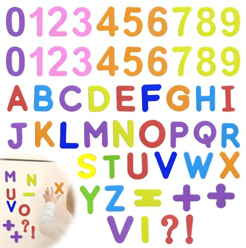 Fridge Magnetic Letters for Kids 53Pcs, Large Alphabet Fridge Magnets Include 26 Uppercase ABC Magnetic and 27 Counting Colorful Numbers Symbols for Kids Preschool Learning Educational Spelling