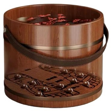 Vasca da bagno per pediluvio, rullo in legno per pediluvio, 24 x 30 cm, con massaggi, supporto in legno con resistenza, forniture per spa, relax, vasca per piedi per casa, ufficio, appartamento