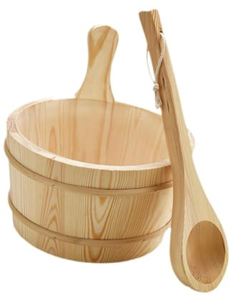 dijiusidy Delicati accessori per spa, secchio e mestolo per sauna da 4 litri, adatti per sauna, piscina e decorazioni da giardino, set 4 litri per bagno fatto a mano