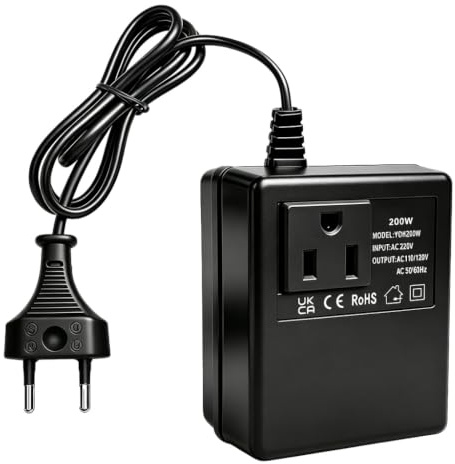 Convertisseur Tension 200W Transformateur Puissance EU vers US 220V à 110V | Adaptateur Prise de Voyage Adaptateur Japon Pour Canada, USA Petits Appareils