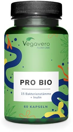 Kulturen Komplex Vegavero® | 100% Bio | 15 Bakterienstämme mit Inulin | Lactobacillus & Bifidobacterium | 60 Magensaftresistente Kapseln | Laborgeprüft | Vegan