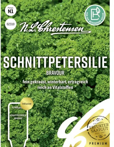 Schnittpetersilie Bravour, fein gekraust, winterhart, ertragreich, Samen