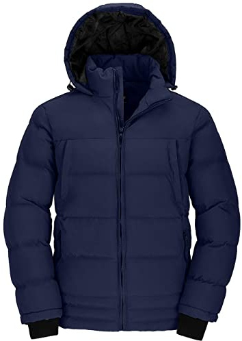 Wantdo Men's Winter Warm Cotton Padding Outerwear Jacket Navy S
