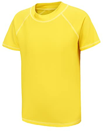 Aisyee Boys Rash Vest Kids Swim Top Children Swimsuit Shirt Age 4-16 Years | short sleeve, UPF 50+ sun protection, quick-dry, soft & stretchy, comfortable, durable, for surf, beach & outdoor play