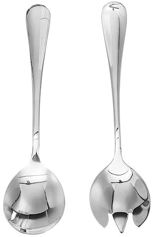 Kichvoe Salad Serving Fork and Spoon Set of 2 Stainless Steel Salad Server Cutlery Fruit Serving Spoon Metal Cooking Utensils Silverware for Party Home Restaurant Buffet Dishwasher Safe 7.67 Inch