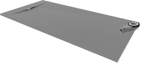 Moments of Glass Plato de ducha SMC Polar 80x140 cm Gris - Antiderrapante, Textura Pizarra, Antibacteriano, Resistente a agentes químicos – Incluye válvula y rejilla