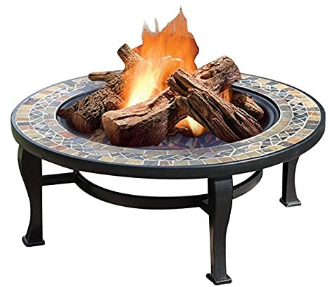 QHYXT Outdoor Fire Pit Garden Holzbefeuerte Feuerschale, tragbarer Outdoor-Heizkamin, zum Kochen im Freien und Lagerfeuer