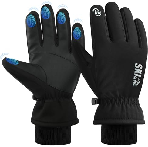 ZENUTA Ski Gloves, Waterproof Winter Gloves Men, Warm Gloves, Cycling Gloves for Men, 5-Finger Touchscreen Gloves for Driving Workout Running Snowboarding(S)