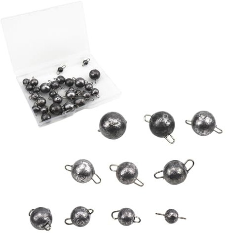 Gad2go 30 Pieces Fishing Sinker Weights Kit 9 Sizes Metal Fishing Weights 2g 4g 6g 8g 10g 12g 14g 16g 18g Fishing Ball Sinker for Saltwater Freshwater
