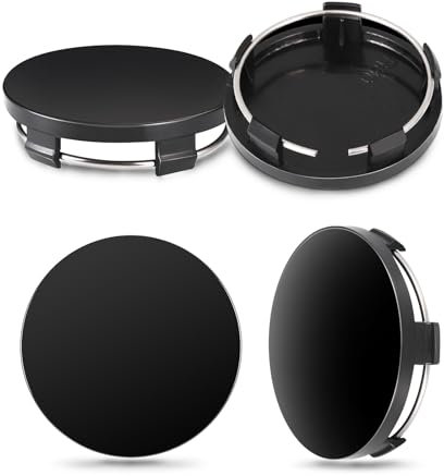4 Stück Nabendeckel 60mm, Universal Radnabenkappen aus Hochwertiges ABS, Radnabenabdeckung Polierte Oberfläche, Schwarz Felgenkappen Ersetzen Kompatibel mit VW und Audi Alufelgen (OD 60mm ID 56mm)