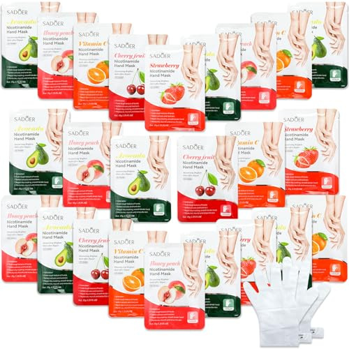 Swiffen 48 Pcs Fruits Beauty Hand Mask Bulk Hydrating Hand Moisturizing Gloves Mask for Spa Kit Skincare Gift Beauty Kits for Women