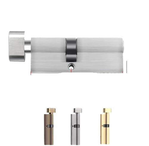 Height 29MM Indoor Wooden Door Asymmetrical Lock Cylinder with Knob 3 Keys Length 80mm Black Gold Lock Cylinder 1Pcs(T45x35 Steel)