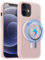 MOBESV Magnetisch Hülle für iPhone 12 Mini/iPhone 13 Mini 5,4 Zoll, Handyhülle kompatibel mit MagSafe, Durchscheinende Matte Dünn Stoßfest Schutzhülle, Rosa