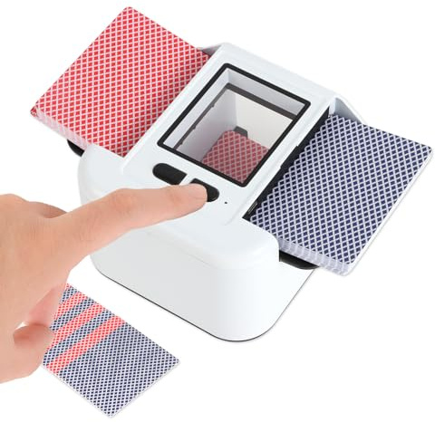 AOKUY Mescolatore di carte automatico per 1-2 mazzi, batteria ricaricabile da 2000mAh, mescolatore elettrico a basso rumore per Poker, UNO, Blackjack, Phase 10 e altro – Mescolata con un tocco