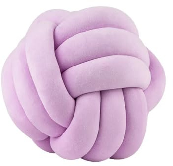 Fay Bless Cuscino rotondo con nodo, morbido velluto, decorativo, per divano, letto, pavimento o salotto, annodato a mano, per interni, design minimalista (nodo lilla, 28 cm)