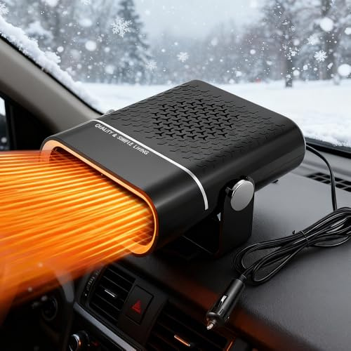 DAJASD Car Heater 12V, 150W Car Heater Defroster Support 360° Rotating, Portable Auto Heater Anti-Fog Plug in Cigarette Lighter, 2 in 1 Cooling & Heating for Fast Heating Defrost Defogger
