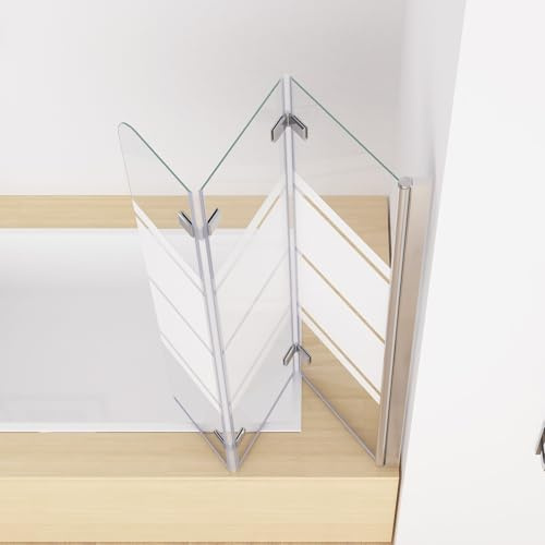 MIQU DCY - Mampara de ducha (120 x 140 cm, 3 piezas, vidrio templado de 5 mm, con patrón, giratorio, plegable, mampara de ducha