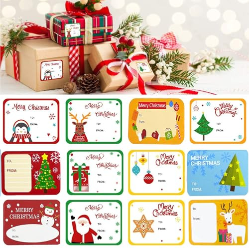 120 Pcs Christmas Gift Tags for Women Men, Wrapping Paper Gift Tags for Christmas Decorations, Self Adhesive Gift Stickers Holiday Gift Name Decals for Present/Wrapping Paper Decorations