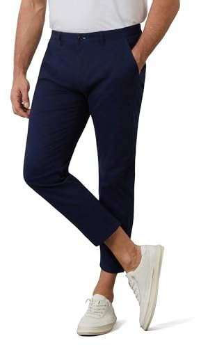 Pantalon Chino Homme Coupe Slim 7/8 Pantacourt Stretch Décontracté Élégant