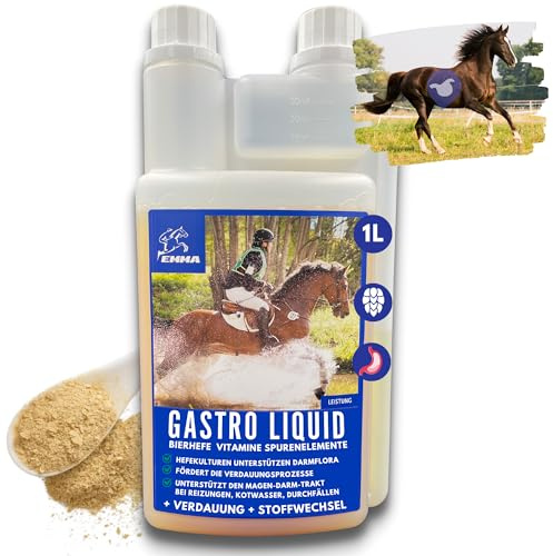Levadura de Cerveza Caballos 1L Vitaminas B Minerales Oligoelementos - Protección del Estómago Intestino Digestión Metabolismo Pelaje Brillante Piel - después de Diarrea Vómito Estrés Hídrico Gusano