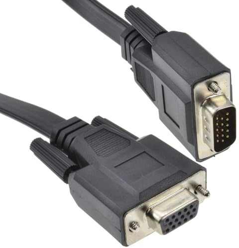 kenable Cable Extensión VGA Plano Macho a Hembra 15 Pines HD15 SVGA Monitor PC 1m Negro