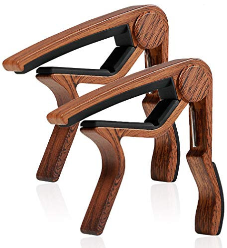WINGO 2 Stück Kapodaster für Gitarre, Westerngitarre, Akustikgitarre,und E-Gitarre -HolzFarbe, Metall