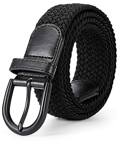 JASGOOD Braided Canvas Stretch Belt Elastic Casual Belt for Men,Women,Junior 1.3 Inch Wide
