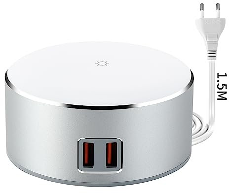 MINGWU Intelligentes LED-Nachtlicht, Touch-Control-Nachttischlampe mit 3 Helligkeitsstufen, Nachttischlampe mit zwei Schnellladeanschlüssen, geeignet für Schlafzimmer/Gästezimmer/Wohnzimmer