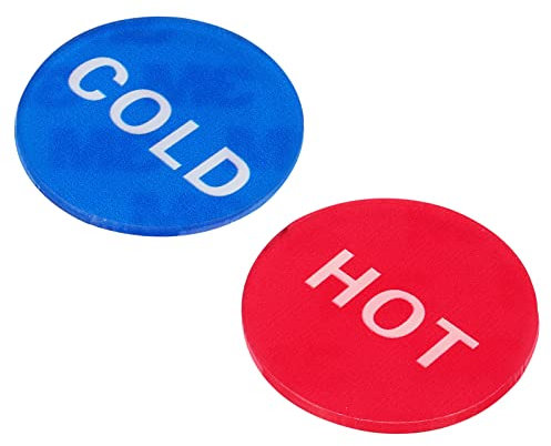 PATIKIL Auto Adesivo Caldo/Freddo Acqua Etichetta, 2 Coppie/4pz Acrilico Rotondo Adesivo Segni per Rubinetti Lavelli, Rosso/Blu
