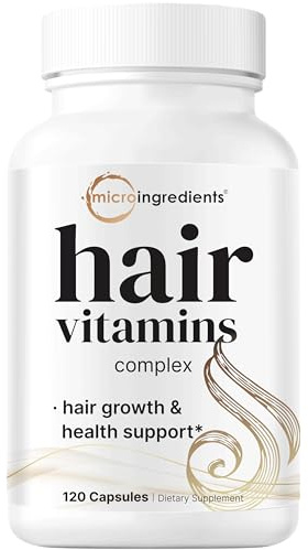 Micro Ingredients Hair Growth Vitamins for Women & Men, 120 Capsules | 14-in-1 Formula with Biotin, Collagen, Keratin, Saw Palmetto & More | Thicker, Fuller, Nourishes Thinning & Loss Hair Support