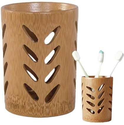 Porte-Brosse à Dents en Bambou Naturel – Organisateurs et rangements Creux pour brosses à Dents | Porte-brosses à Dents en Bois créatifs | Rangement de Salle de Bain pour Brosse à Dents, Dentifrice